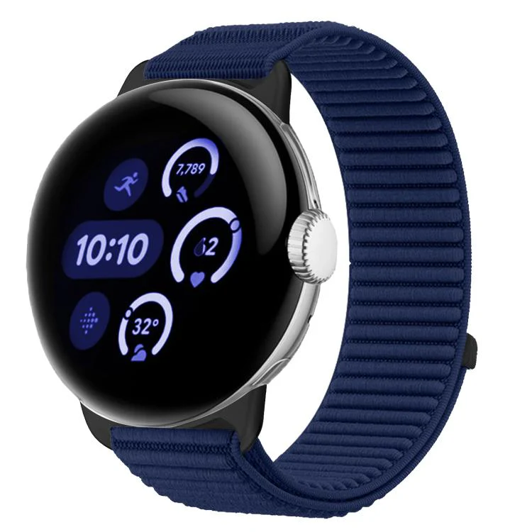 For Google Pixel Watch 4 / Watch 3 45mm Woven Nylon Hook And Loop Fastener Metal Interface Watch Band(Azure)