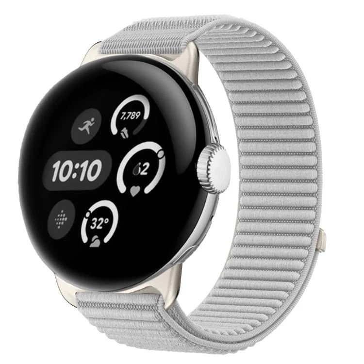 For Google Pixel Watch 4 / Watch 3 45mm Woven Nylon Hook And Loop Fastener Metal Interface Watch Band(Gray)