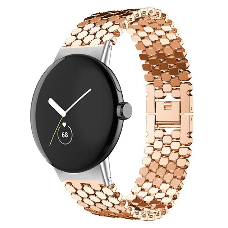 For Google Pixel Watch 4 / Watch 3 45mm xDfind Fish Scale Texture Metal Watch Band(Rose Gold)