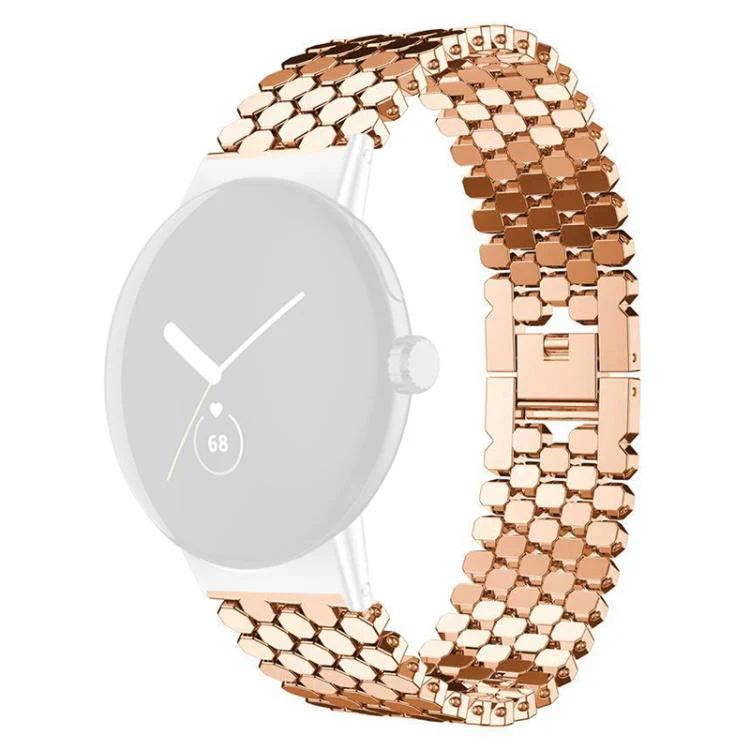 For Google Pixel Watch 4 / Watch 3 45mm xDfind Fish Scale Texture Metal Watch Band(Rose Gold) - Image 2