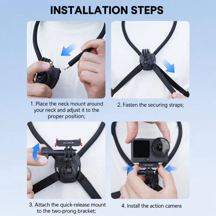 For Gopro BRDRC POV Perspective Shot Quick-Release Neck Brace - Image 9
