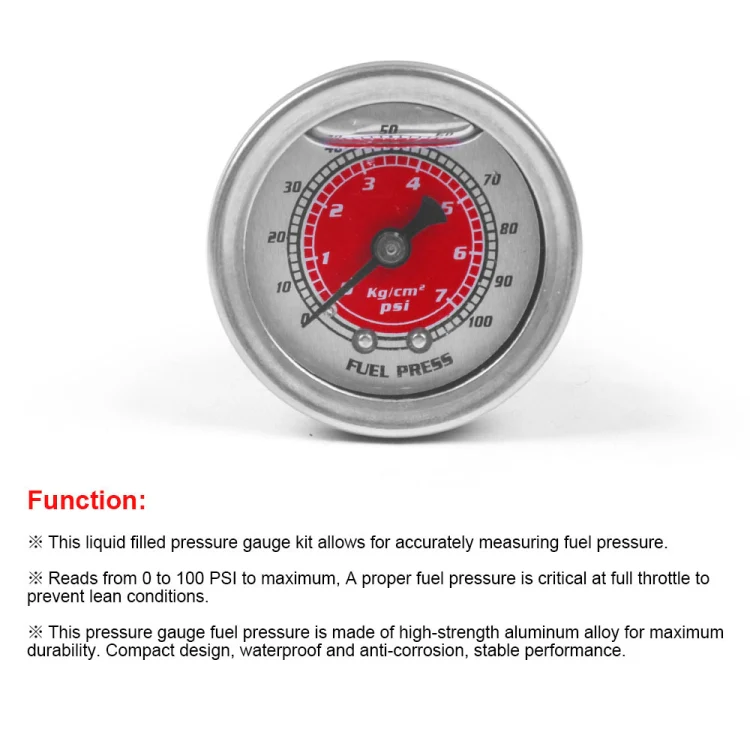 For Honda Civic Car Modification Fuel Pressure Gauge 0-100PSI(Blue) - Image 5