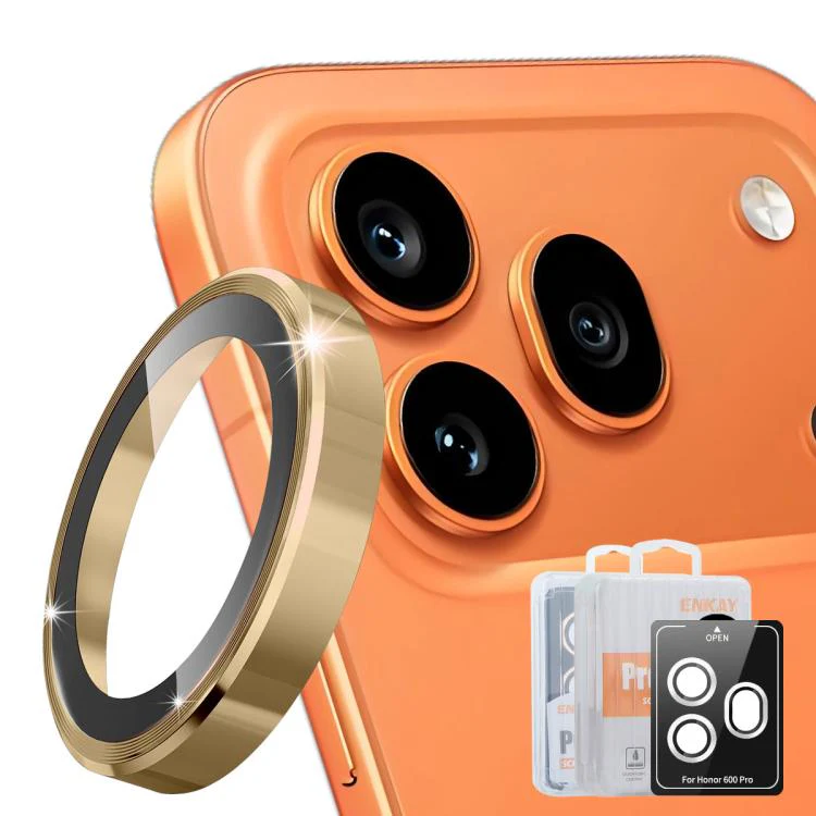 For Honor 600 Pro Global ENKAY Hat-Prince 9H Rear Camera Lens Aluminium Alloy Tempered Glass Film(Golden)