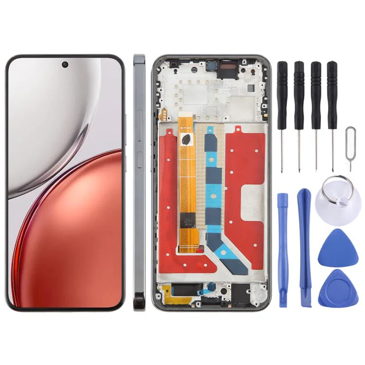For Honor Magic8 Lite Original LCD Screen Digitizer Full Assembly with Frame (Black)