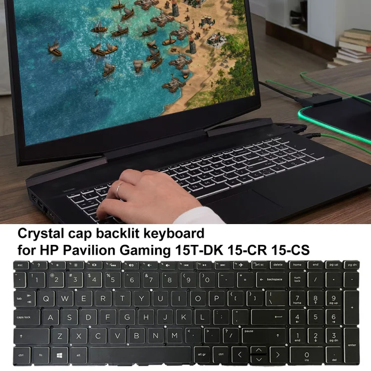For HP Pavilion Gaming 15-DK Crystal Cap US Version Laptop Backlight Keyboard - Image 6