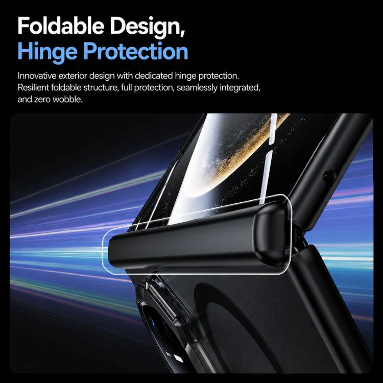 For Huawei Mate X6 Transparent Lens Holder Hinge Integrated Film Magnetic Ring Phone Case(Black) - Image 3