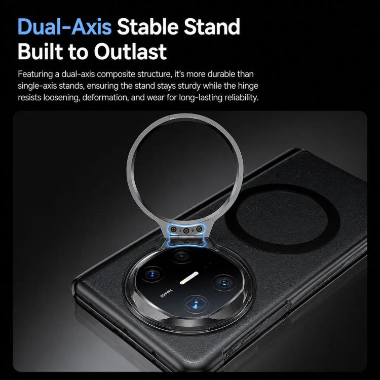 For Huawei Mate X6 Transparent Lens Holder Hinge Integrated Film Magnetic Ring Phone Case(Black) - Image 4