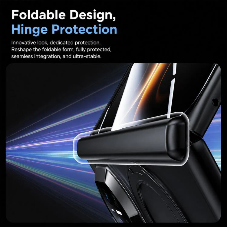 For Huawei Mate X7 Transparent Hinge Integrated Film 360 Magnetic Ring Holder Thick Phone Case(Black) - Image 3