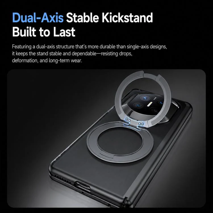 For Huawei Mate X7 Transparent Hinge Integrated Film 360 Magnetic Ring Holder Thick Phone Case(Purple) - Image 4