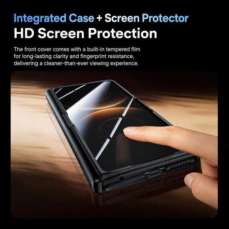 For Huawei Mate X7 Transparent Hinge Integrated Film 360 Magnetic Ring Holder Thick Phone Case(Purple) - Image 6