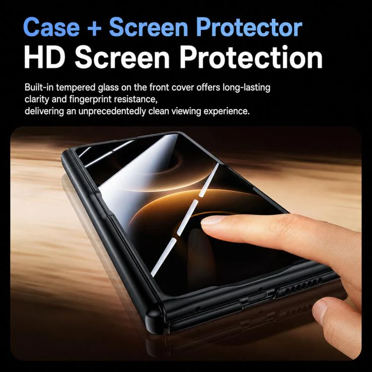 For Huawei Mate X7 Transparent Lens Holder Hinge Integrated Film Magnetic Ring Phone Case(Black) - Image 6