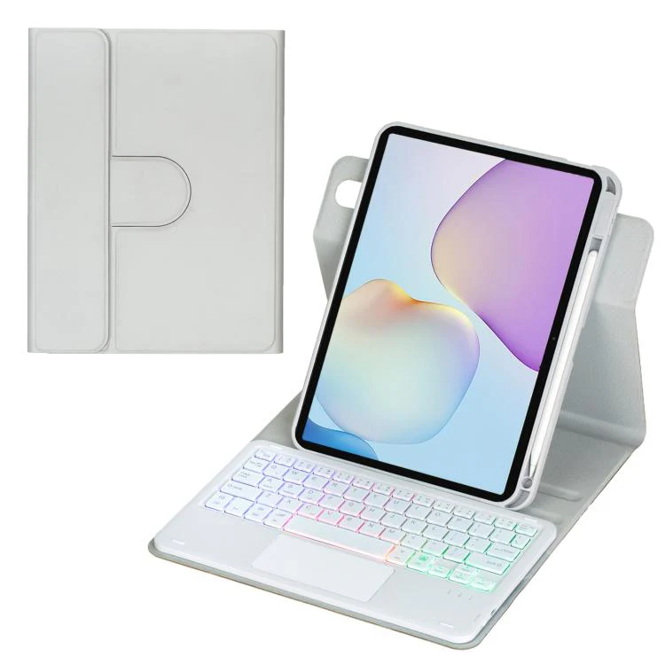 For Huawei MatePad 11.5 / Air / 11.5 S 360-degree Rotation Backlight Bluetooth Keyboard Leather Tablet Case with Touchpad(Grey)