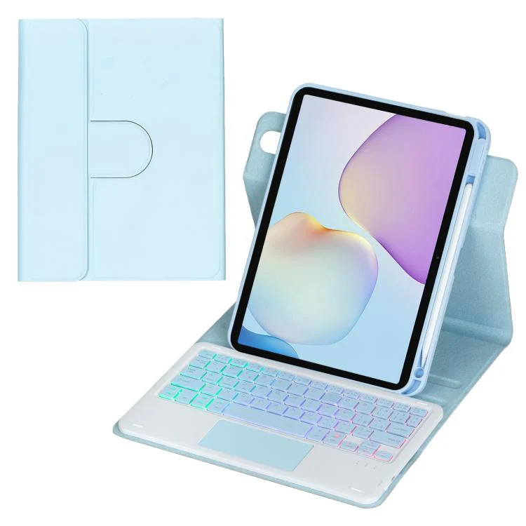 For Huawei MatePad 11.5 / Air / 11.5 S 360-degree Rotation Backlight Bluetooth Keyboard Leather Tablet Case with Touchpad(Ice Blue)