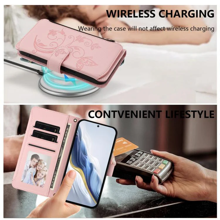 For Huawei nova 16 Butterfly Love Flower Multi-card Zipper Wallet Leather Phone Case(Pink) - Image 7