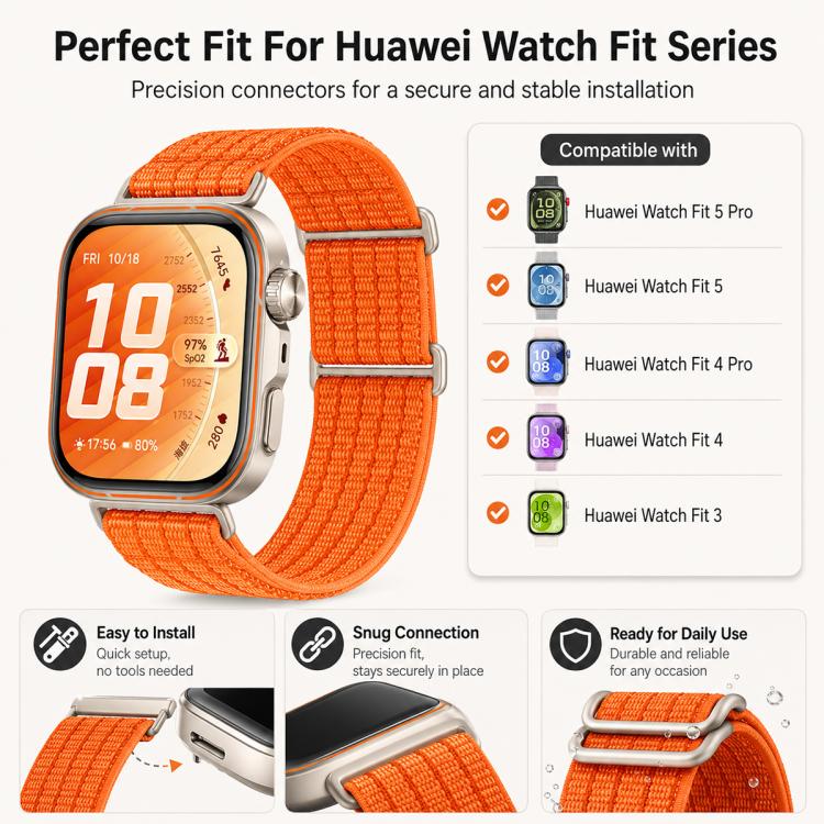 For Huawei Watch Fit 5 / Fit 5 Pro / Fit 4 xDfind Two Section Nylon Breathable Hook And Loop Fastener Watch Band(Light Grey) - Image 4