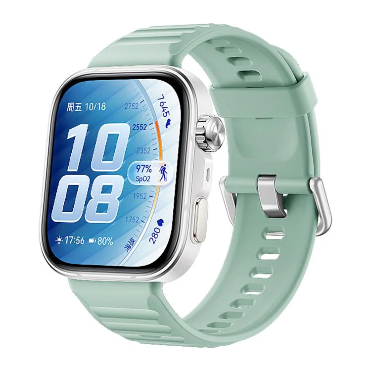 For Huawei Watch Fit 5 / Fit 5 Pro xDfind Sport Silicone Watch Band, Type:Silver Buckle(Grey Green)