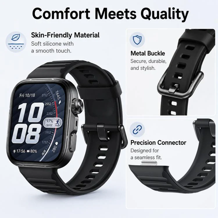 For Huawei Watch Fit 5 / Fit 5 Pro xDfind Sport Silicone Watch Band, Type:Silver Buckle(Official Blue) - Image 9