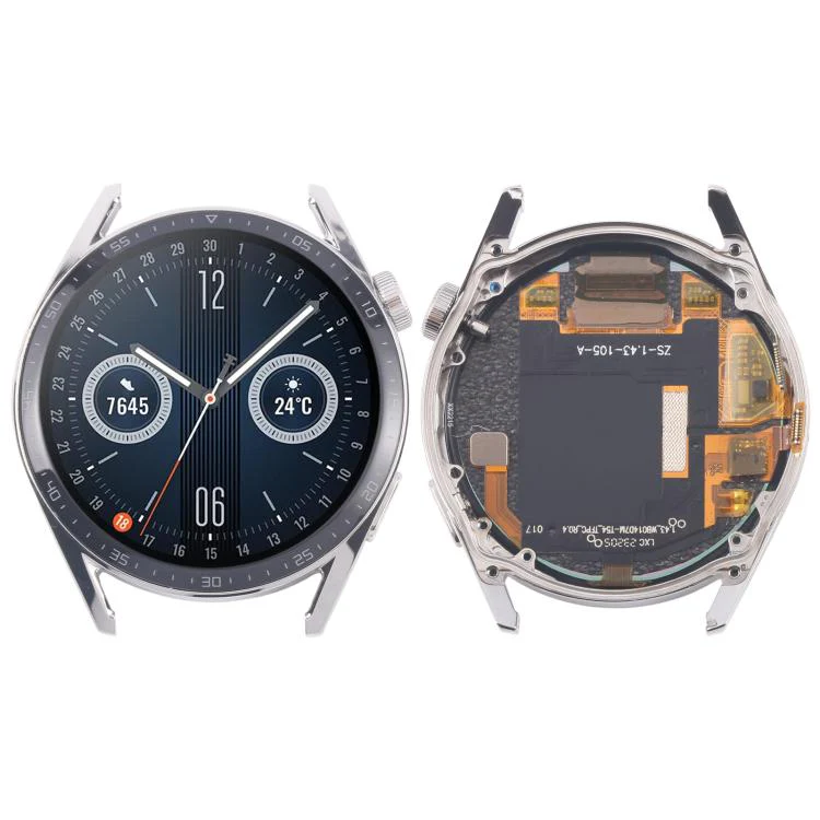 For Huawei Watch GT 3 46mm JPT-B19 Dual Cable LCD Screen Digitizer Full Assembly with Frame (Silver)