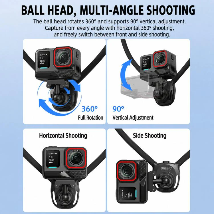 For Insta360 Ace Pro 1 / 2 BRDRC POV Perspective Shot Quick-Release Neck Brace - Image 10