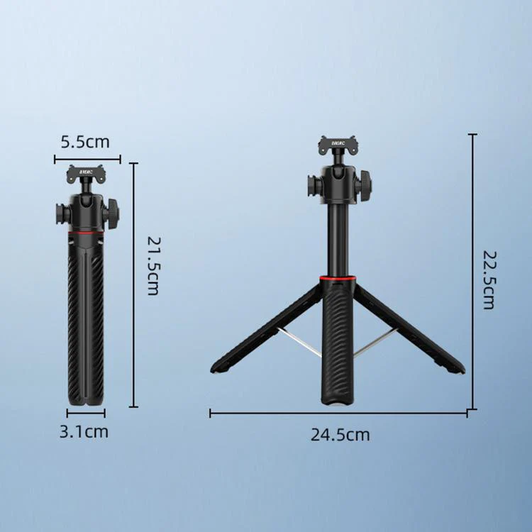 For Insta360 Ace Pro / 2 / X5 BRDRC Quick-Release Tripod Head Extension Selfie Stick(Black) - Image 3