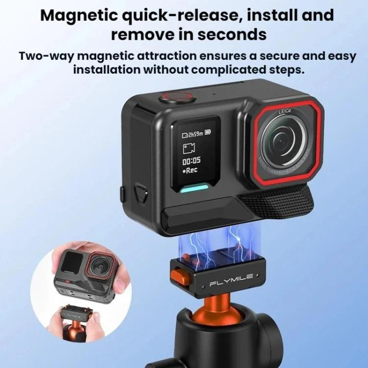 For Insta360 Ace Pro / 2 / X5 Flymile Quick-Release Selfie Extension Pole Tripod(Black) - Image 3