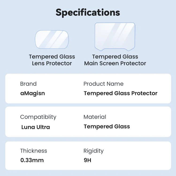 For Insta360 Luna Ultra aMagisn 9H Tempered Glass Screen Protector Screen & Lens Protective Film 1+1 Pack - Image 6