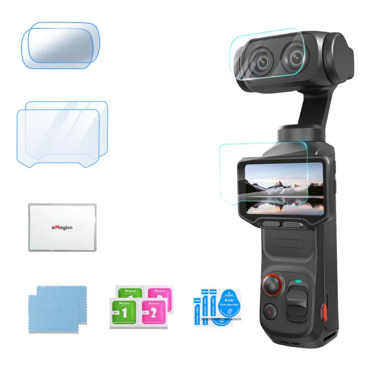 For Insta360 Luna Ultra aMagisn 9H Tempered Glass Screen Protector Screen & Lens Protective Film 2+2 Pack