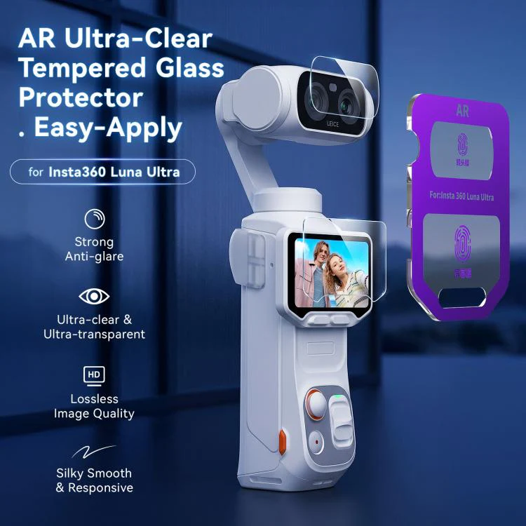 For Insta360 Luna Ultra aMagisn AR Tempered Glass Screen and Lens Protector 2 Sets - Image 2
