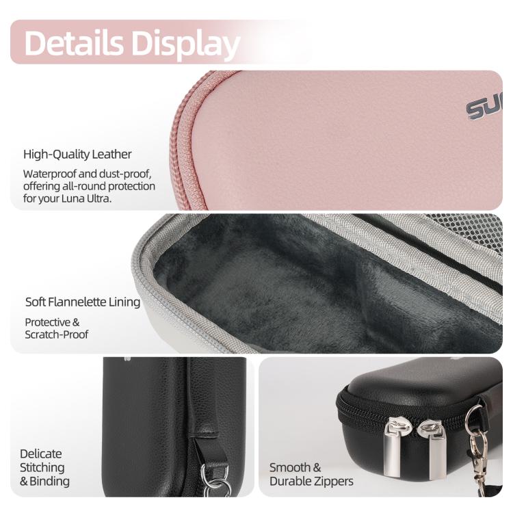 For Insta360 Luna Ultra Sunnylife Colorful Protective Organizer Standard Combo Bag(Cherry Pink) - Image 17