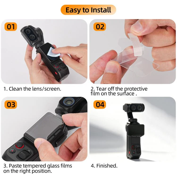 For Insta360 Luna Ultra Sunnylife Lens Screen Protector Tempered Glass Film(1 Set) - Image 7