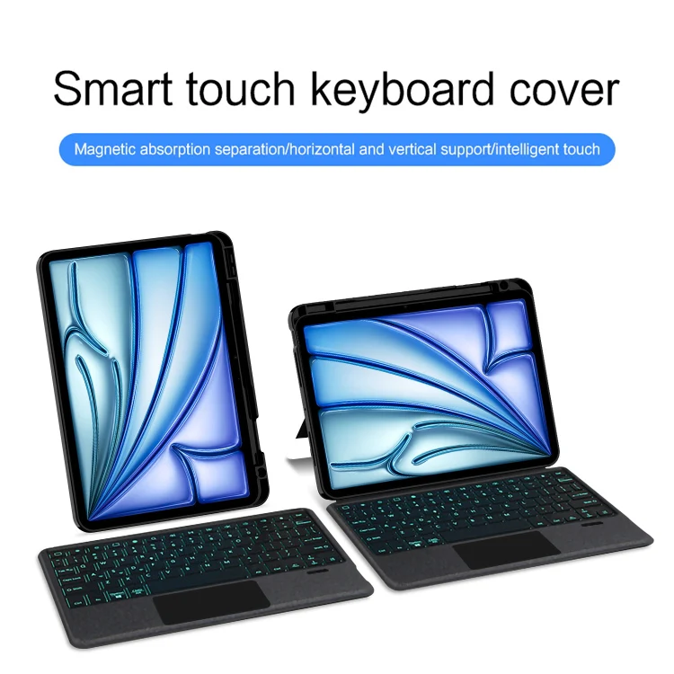 For iPad 10.9 2022 Intelligent Detachable Touch Bluetooth Keyboard Leather Tablet Case with Backlight/Pen Slot(Black) - Image 3