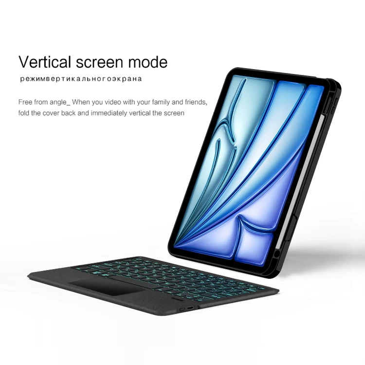 For iPad Pro 11 2024 Intelligent Detachable Touch Bluetooth Keyboard Leather Tablet Case with Backlight/Pen Slot(Black) - Image 5