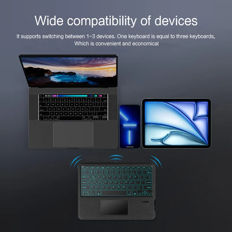For iPad Pro 11 2024 Intelligent Detachable Touch Bluetooth Keyboard Leather Tablet Case with Backlight/Pen Slot(Black) - Image 7