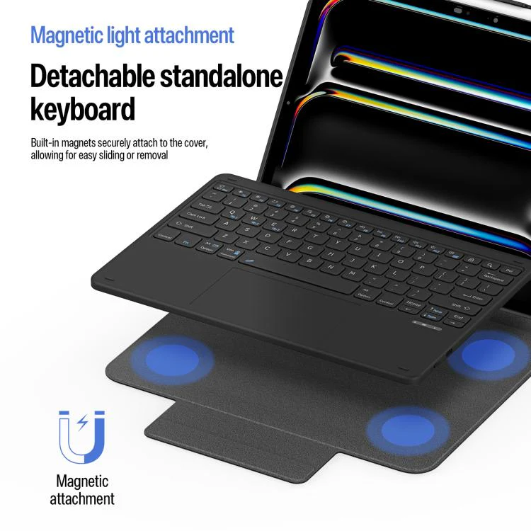 For iPad Pro 13 2025 / 2024 DUX DUCIS YK Series Magnetic Wireless Keyboard Vegan Leather Tablet Case(Black) - Image 4