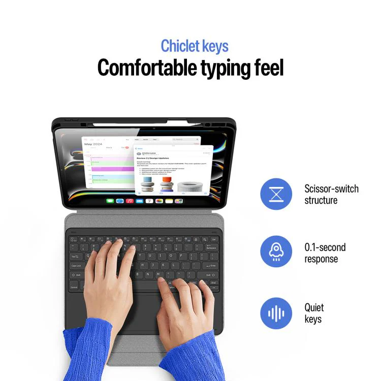 For iPad Pro 13 2025 / 2024 DUX DUCIS YK Series Magnetic Wireless Keyboard Vegan Leather Tablet Case(Black) - Image 5