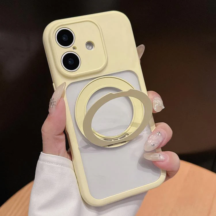 For iPhone 17 Dopamine Rotation Pivot Holder Phone Case(Yellow)
