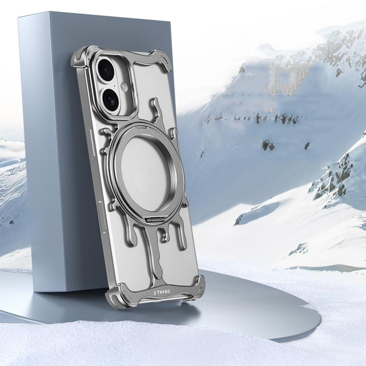 For iPhone 17 J TRIBE Glacier Series Cooling 360-Degree Rotating Holder Magnetic Phone Case(Grey)