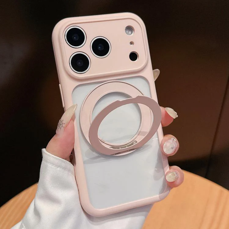 For iPhone 17 Pro Dopamine Rotation Pivot Holder Phone Case(Pink)