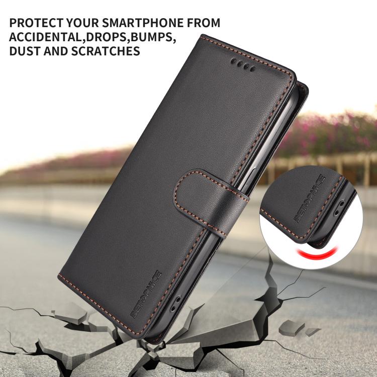 For iPhone 17 Pro Max BETOPNICE Pearlescent RFID Vegan Leather Phone Case with Strap(Black) - Image 5