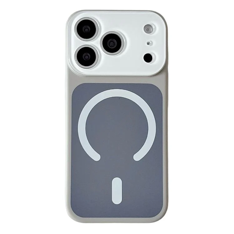 For iPhone 17 Pro Max Color Blocked Fruity PC Hybrid TPU Magnetic Phone Case(Grey + White)