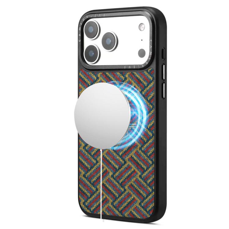 For iPhone 17 Pro Max Denior A28 Ethnic Embroider Pattern Style Magnetic Phone Case(Red)