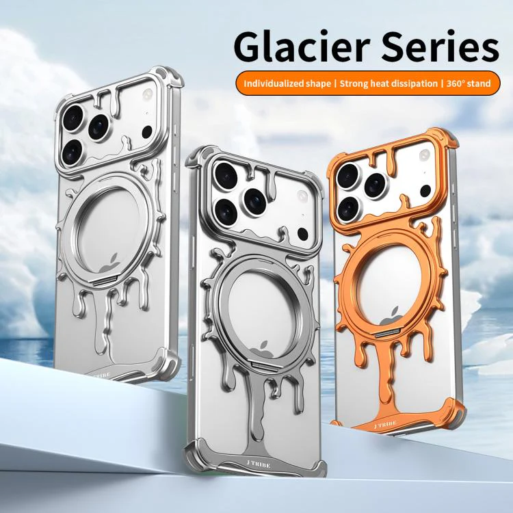 For iPhone 17 Pro Max J TRIBE Glacier Series Cooling 360-Degree Rotating Holder Magnetic Phone Case(Grey) - Image 2