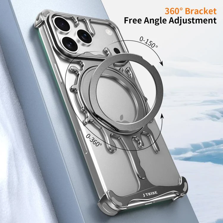For iPhone 17 Pro Max J TRIBE Glacier Series Cooling 360-Degree Rotating Holder Magnetic Phone Case(Orange) - Image 7