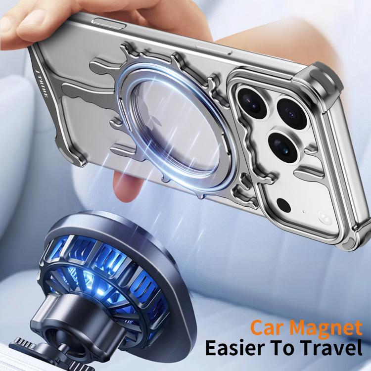 For iPhone 17 Pro Max J TRIBE Glacier Series Cooling 360-Degree Rotating Holder Magnetic Phone Case(Orange) - Image 8