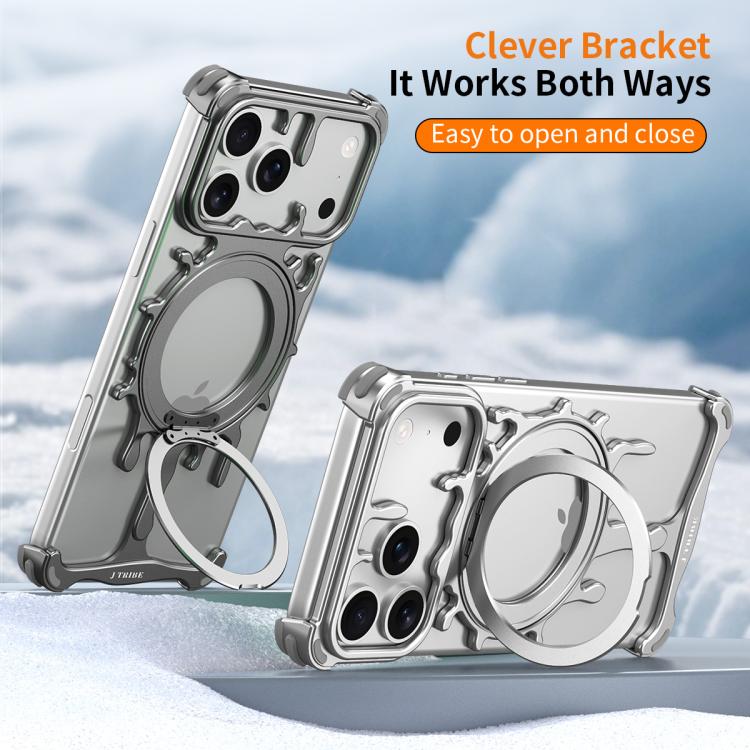 For iPhone 17 Pro Max J TRIBE Glacier Series Cooling 360-Degree Rotating Holder Magnetic Phone Case(Orange) - Image 9
