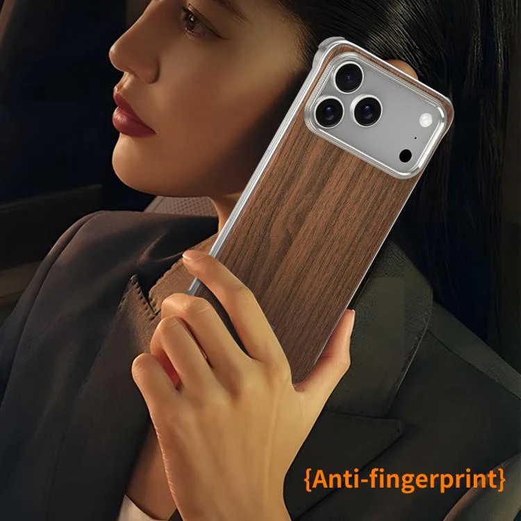 For iPhone 17 Pro Max J TRIBE Metal Frameless Wood Texture MagSafe Phone Case(Orange) - Image 2