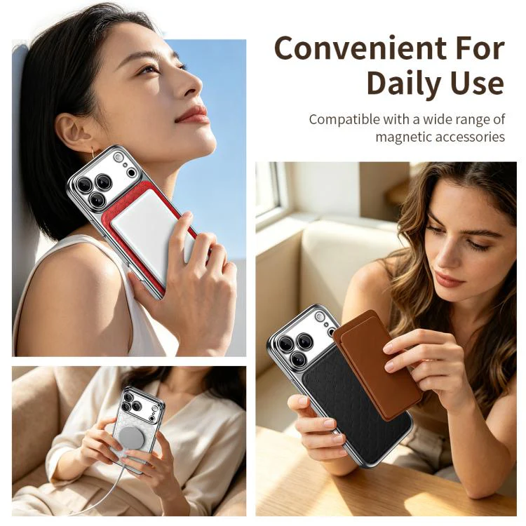 For iPhone 17 Pro Max Rhombus Texture Magnetic Vegan Leather Phone Case(Black) - Image 7
