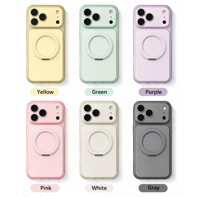 For iPhone 17 Pro Max Skin Feel Frosted Liquid Silicone 360 Rotating Holder Magnetic Phone Case(Green) - Image 2