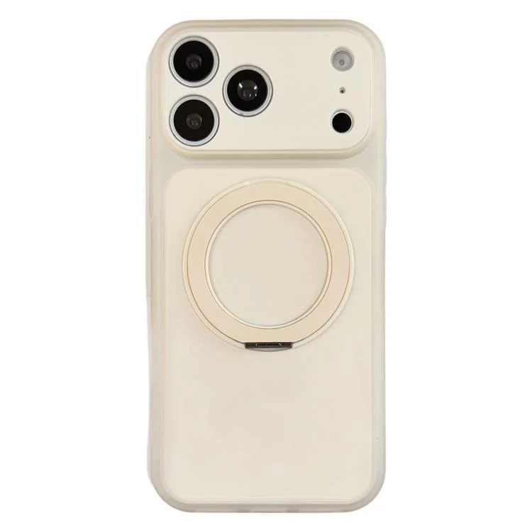 For iPhone 17 Pro Max Skin Feel Frosted Liquid Silicone 360 Rotating Holder Magnetic Phone Case(White)