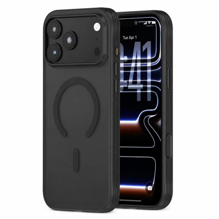 For iPhone 17 Pro Max Textured Non-slip Shockproof Magnetic Phone Case(Black)